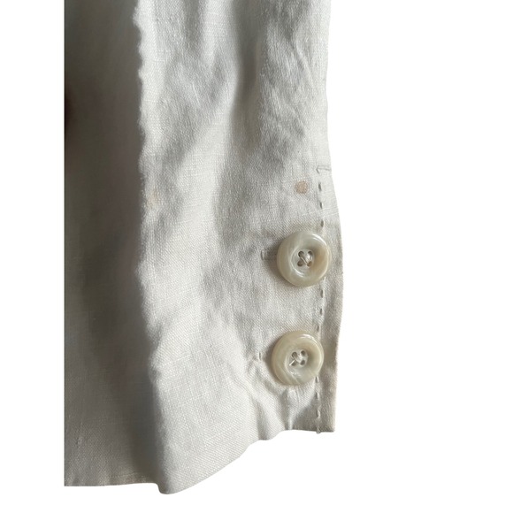 Quiet Luxury Linen Blazer Jacket Womens L Beige Minimalist Coastal Chic‎ Summer - Picture 5 of 8